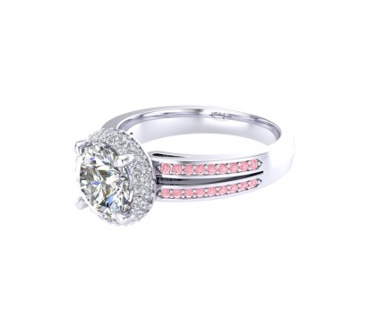 Bespoke Design Diamond and Sapphire Round Brilliant Diamond Ring in Platinum 950 AU - Main View